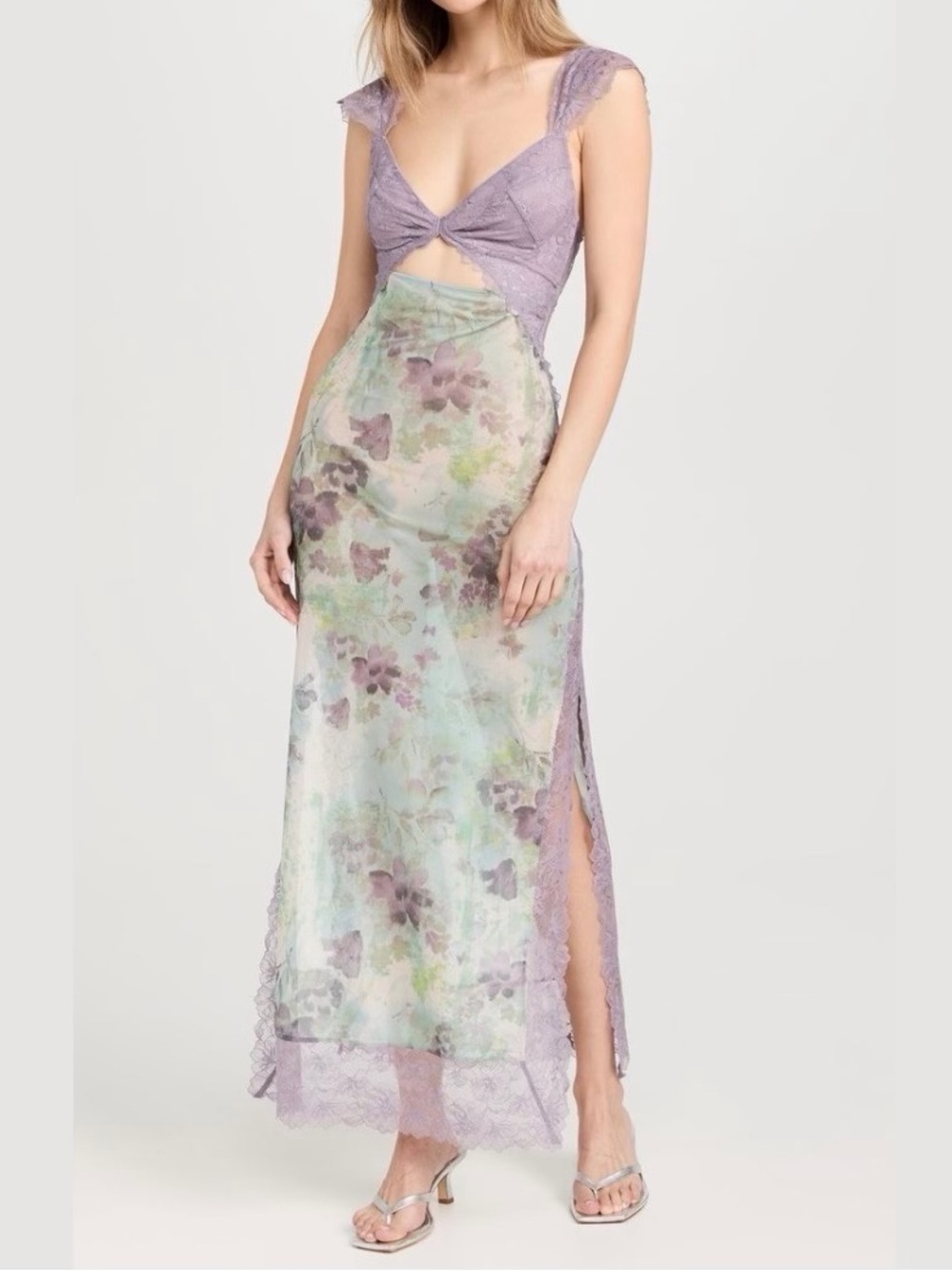 Free People Lavender Floral Lace Maxi Dress